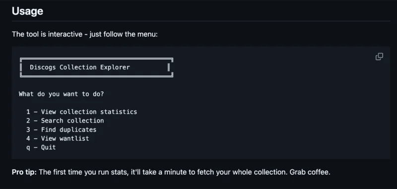 Screenshot of Discogs Collection Explorer