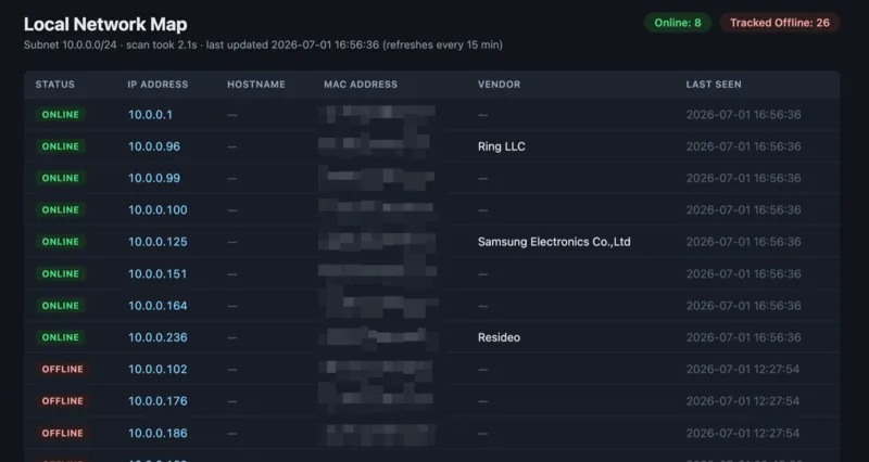 Screenshot of HomeNetScanner