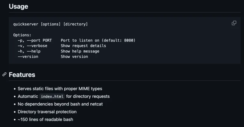 Screenshot of QuickServer