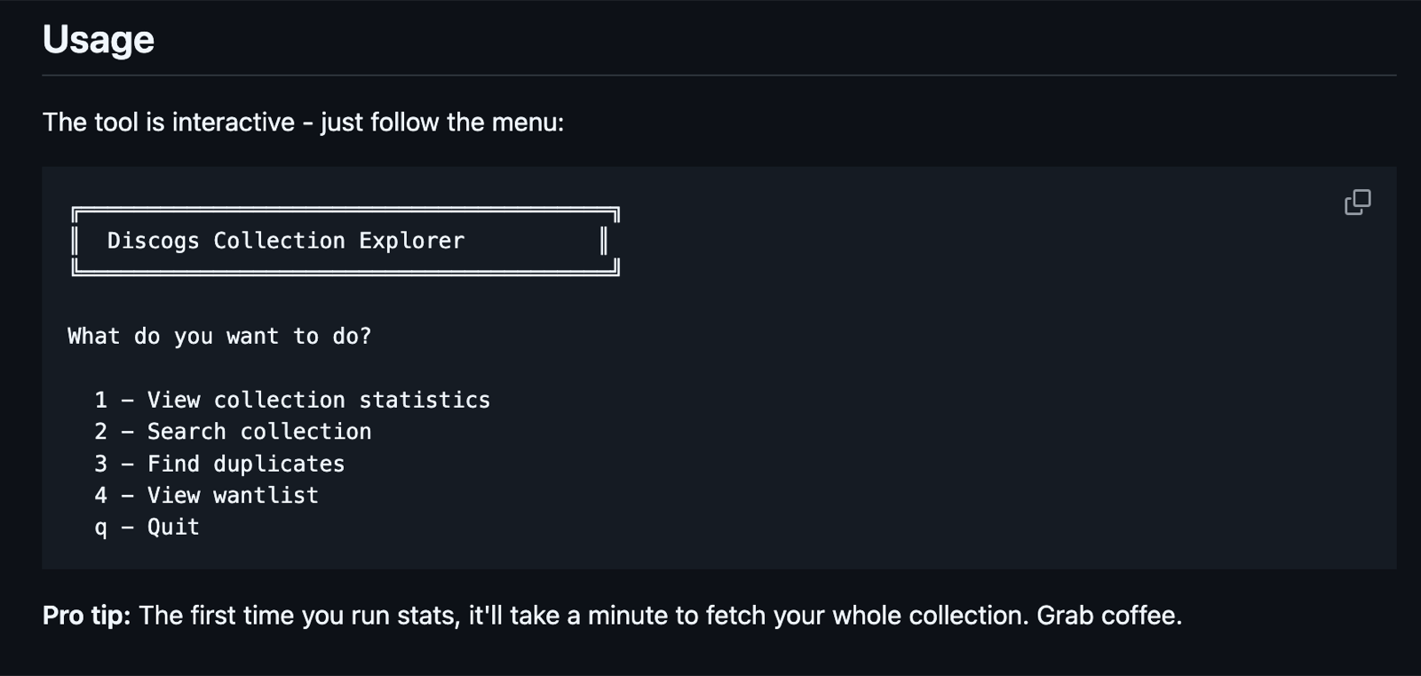 Screenshot of Discogs Collection Explorer