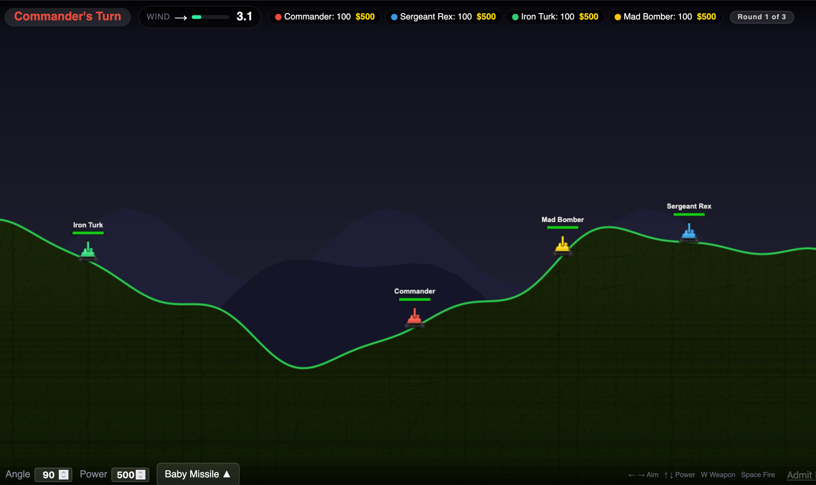 Screenshot of Tank Wars